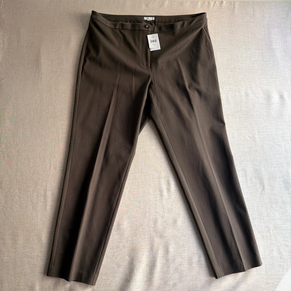 J. Jill Premium Bi-Stretch Trousers Brown Cotton Blend Minimalist Size 16